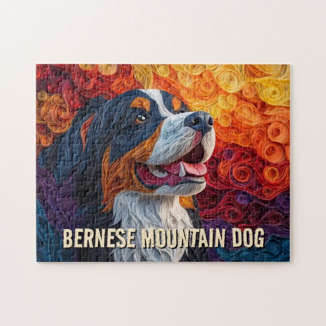Bernese Mountain Dog Paper Quilling Art Portrait Puzzle (Horizontal)