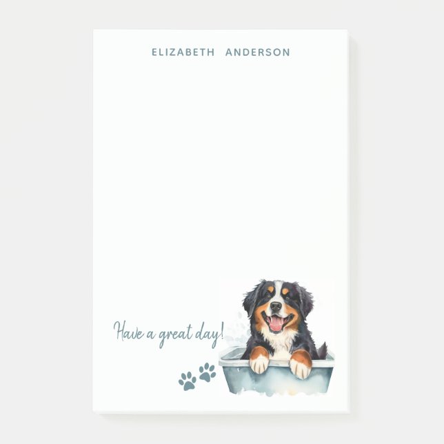 Bernese Mountain Dog Personalisiert Post-it Klebezettel (Vorderseite)