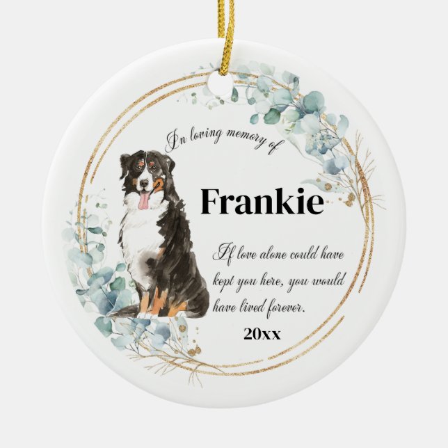 Bernese Mountain Dog Pet Memorial Keramik Ornament (Vorne)