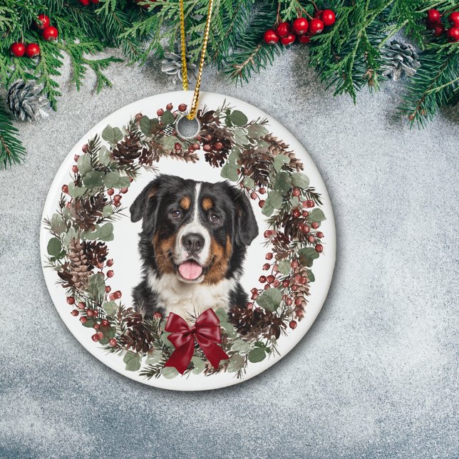Bernese Mountain Dog Pinecone Personalisiert Keramik Ornament (Von Creator hochgeladen)