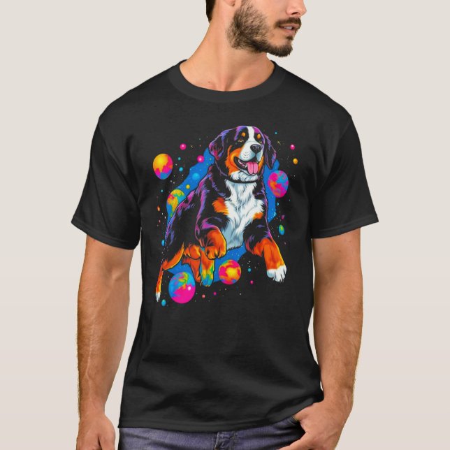 Bernese Mountain Dog Planet Space T-Shirt (Vorderseite)
