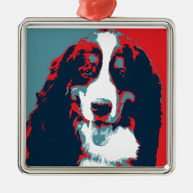 Bernese Mountain Dog Political Parody Poster Silbernes Ornament (Vorne)