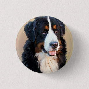 Bernese Mountain Dog Portrait Button