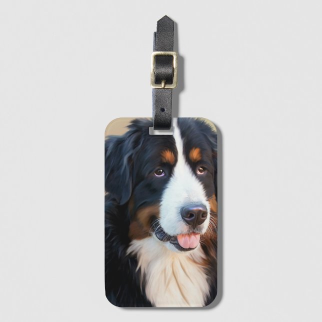 Bernese Mountain Dog Portrait Gepäckanhänger (Vorderseite Vertikal)