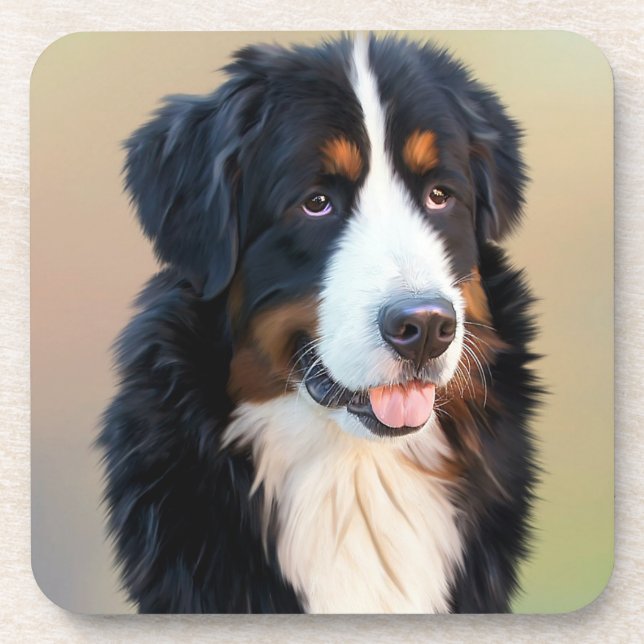 Bernese Mountain Dog Portrait Getränkeuntersetzer (Vorderseite)