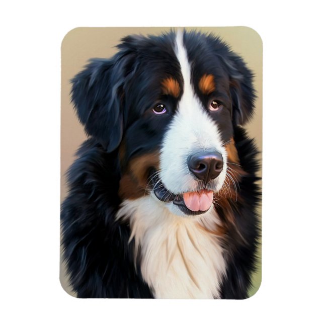 Bernese Mountain Dog Portrait Magnet (Vertikal)