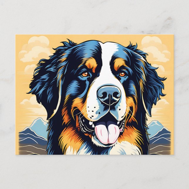 Bernese Mountain Dog Portrait Postkarte (Vorderseite)