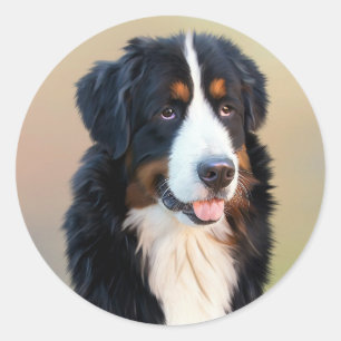 Bernese Mountain Dog Portrait Runder Aufkleber