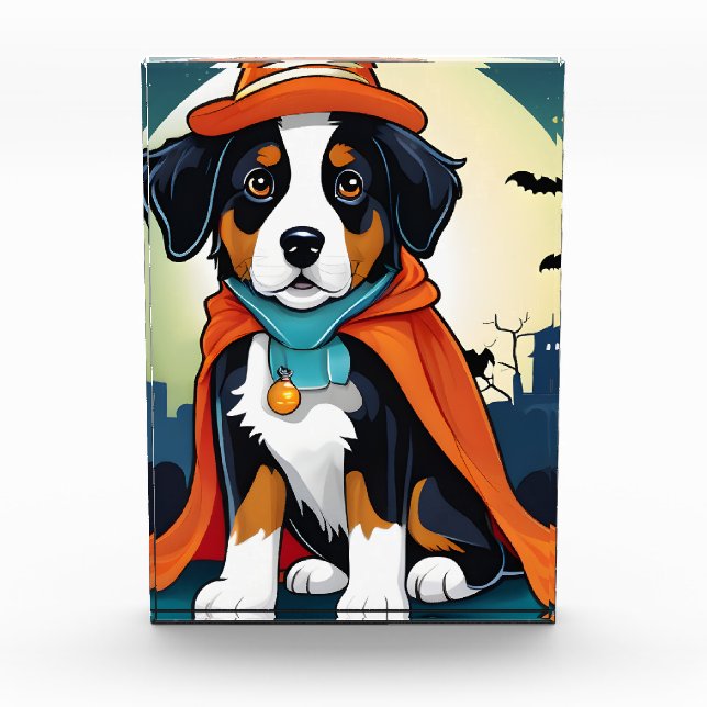 Bernese Mountain Dog Puppy Halloween Fotoblock (Vorderseite)