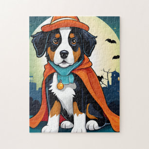 Bernese Mountain Dog Puppy Halloween Puzzle