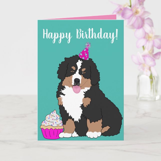Bernese Mountain Dog Puppy Karte (Orchidee)