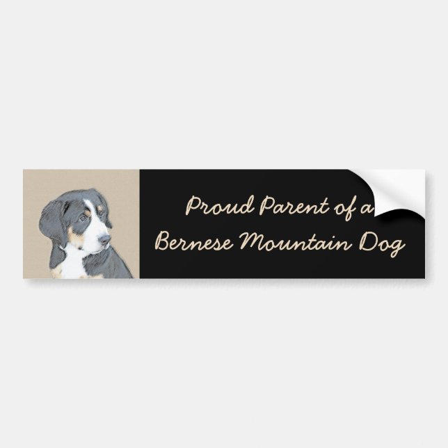 Bernese Mountain Dog Puppy Painting - Original Art Autoaufkleber (Vorne)