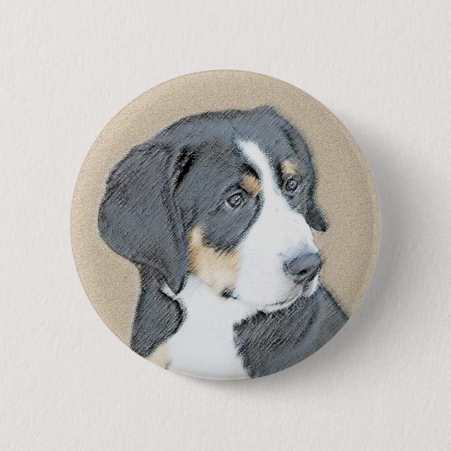 Bernese Mountain Dog Puppy Painting - Original Art Button (Vorderseite)
