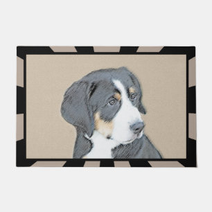 Bernese Mountain Dog Puppy Painting - Original Art Fußmatte
