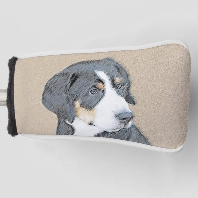 Bernese Mountain Dog Puppy Painting - Original Art Golf Headcover (Vorderseite)