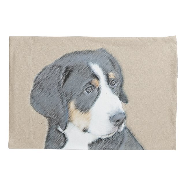 Bernese Mountain Dog Puppy Painting - Original Art Kissenbezug (Rückseite)