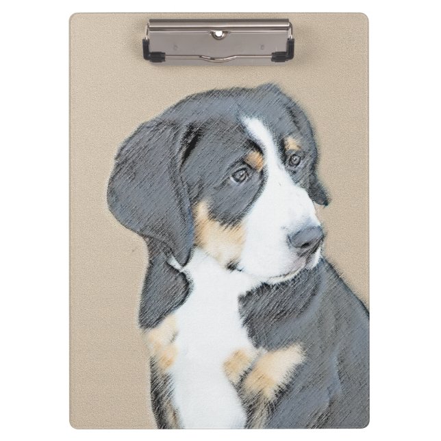 Bernese Mountain Dog Puppy Painting - Original Art Klemmbrett (Vorderseite)