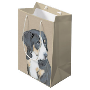 Bernese Mountain Dog Puppy Painting - Original Art Mittlere Geschenktüte