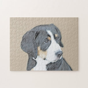 Bernese Mountain Dog Puppy Painting - Original Art Puzzle