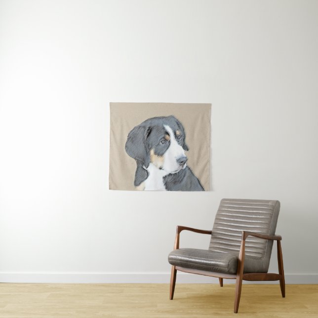 Bernese Mountain Dog Puppy Painting - Original Art Wandteppich (Beispiel (Horizontal))