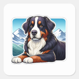 Bernese Mountain Dog Quadratischer Aufkleber