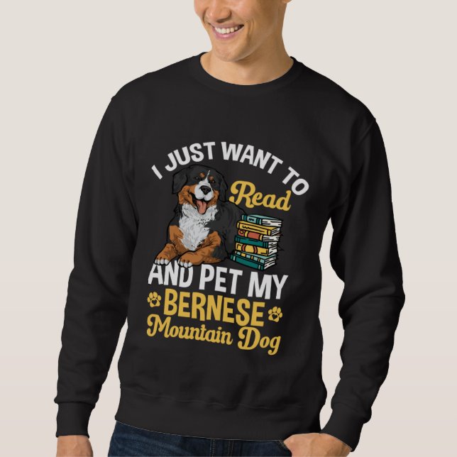 Bernese Mountain Dog Read Books Sweatshirt (Vorderseite)