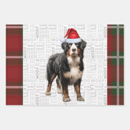 Bernese Mountain Dog Red Green Kariert Holiday Geschenkpapier Set