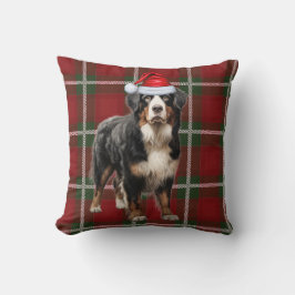 Bernese Mountain Dog Red Green Kariert Weihnachten Kissen