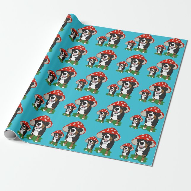 Bernese Mountain Dog Red Mushroom Cap Geschenkpapier (Ungerollt)