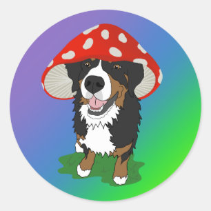 Bernese Mountain Dog Red Mushroom Cap Runder Aufkleber
