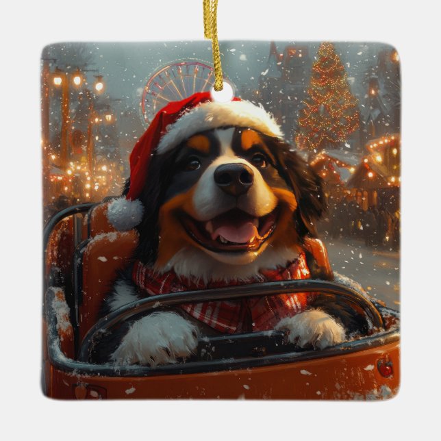 Bernese Mountain Dog Roller Untersetzer Weihnachte Keramikornament (Vorderseite)