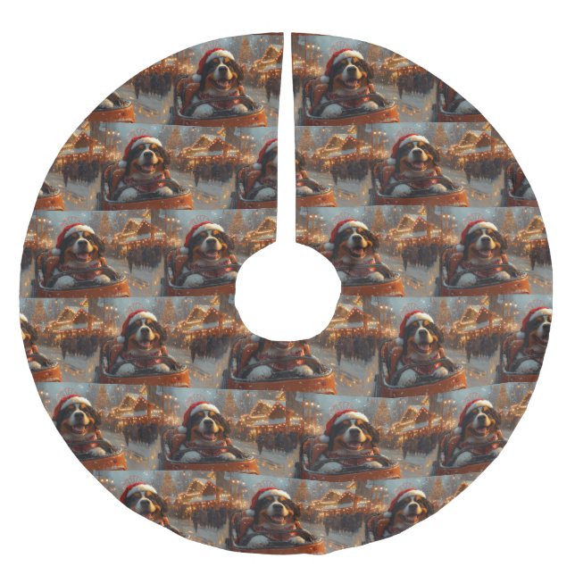 Bernese Mountain Dog Roller Untersetzer Weihnachte Polyester Weihnachtsbaumdecke (Vorderseite)