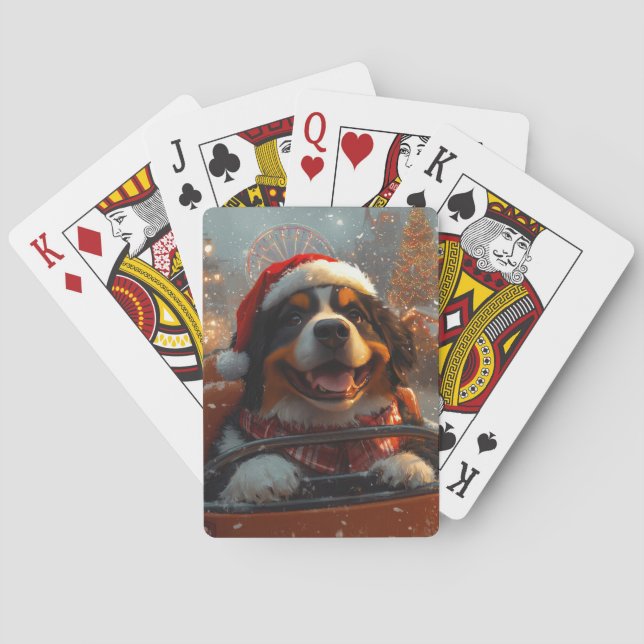 Bernese Mountain Dog Roller Untersetzer Weihnachte Spielkarten (Rückseite)