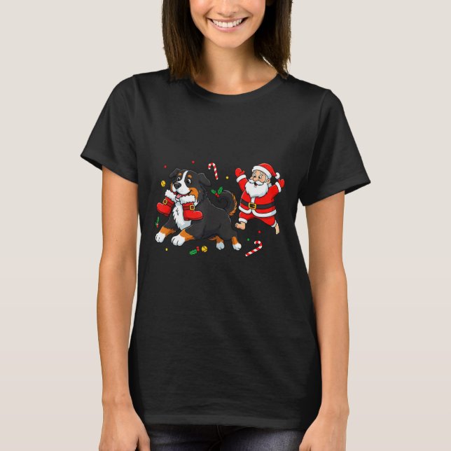 Bernese Mountain Dog Santa Claus Boots Christmas W T-Shirt (Vorderseite)