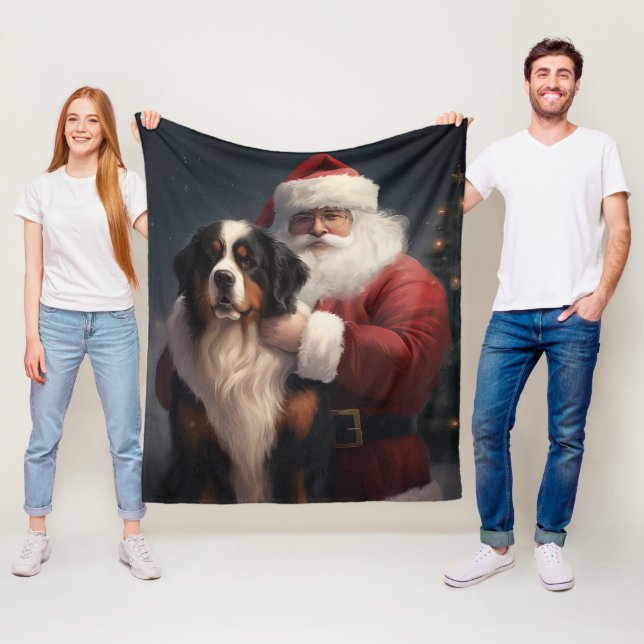 Bernese Mountain Dog Santa Claus Weihnachten Fleecedecke (Beispiel)