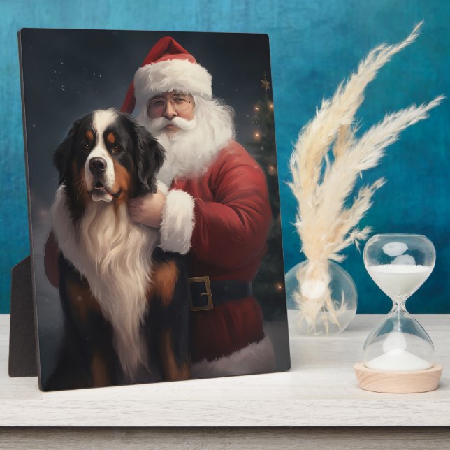 Bernese Mountain Dog Santa Claus Weihnachten Fotoplatte (Seite)