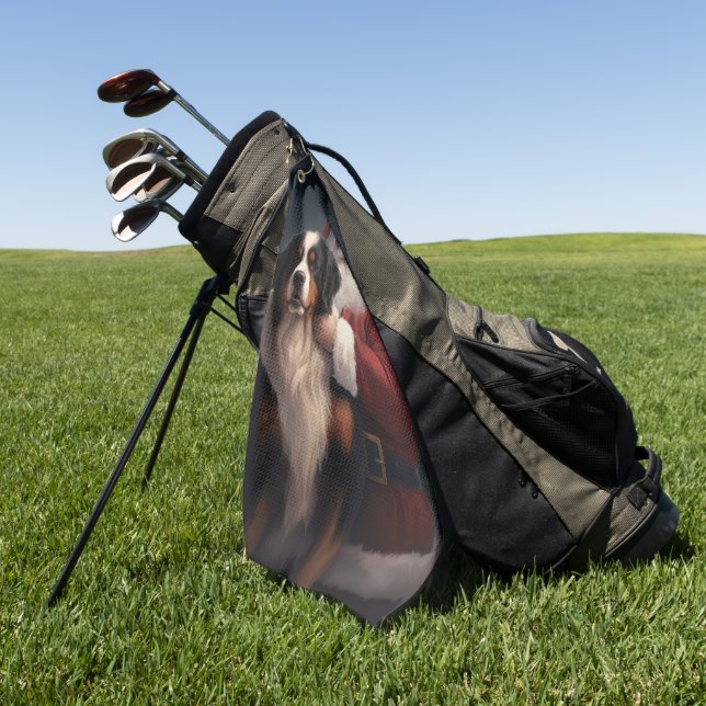 Bernese Mountain Dog Santa Claus Weihnachten Golfhandtuch (Gras)