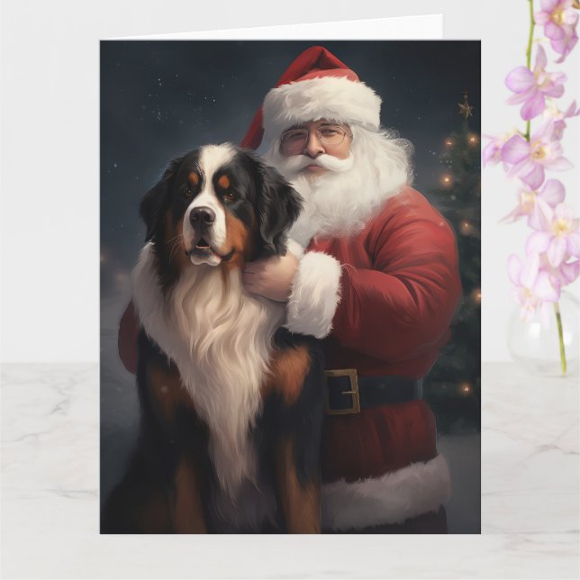 Bernese Mountain Dog Santa Claus Weihnachten Karte (Orchidee)