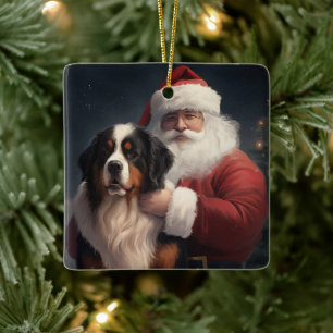 Bernese Mountain Dog Santa Claus Weihnachten Keramikornament