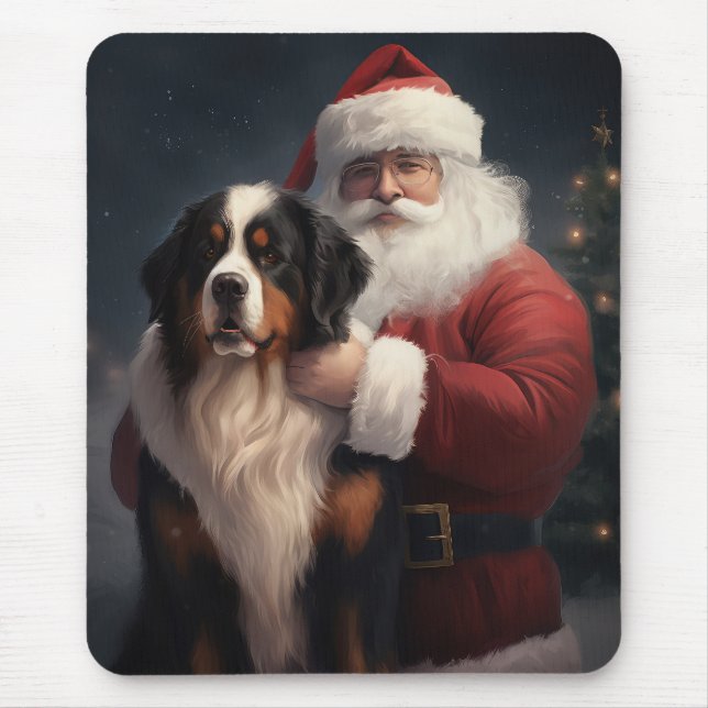 Bernese Mountain Dog Santa Claus Weihnachten Mousepad (Vorne)
