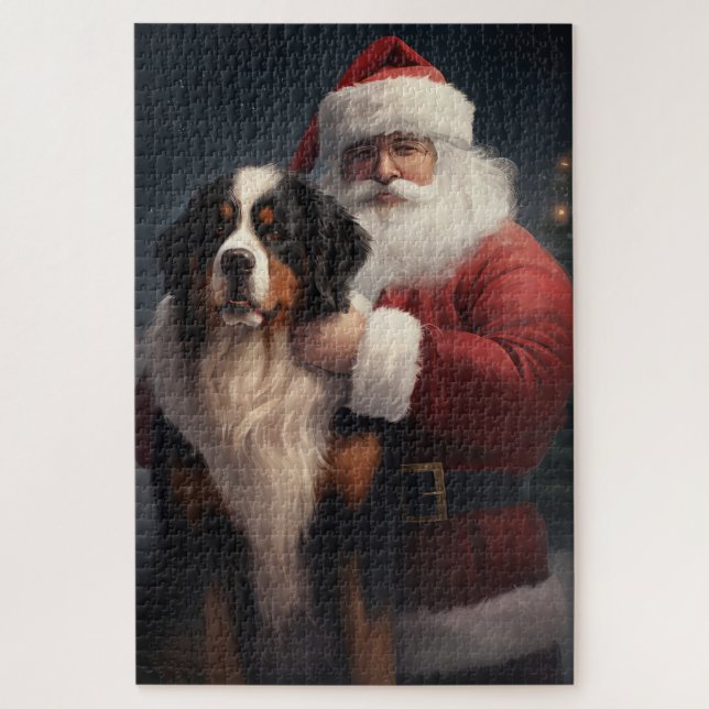 Bernese Mountain Dog Santa Claus Weihnachten Puzzle (Vertikal)