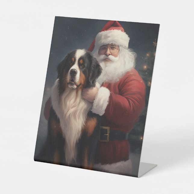 Bernese Mountain Dog Santa Claus Weihnachten Sockelschild (Vorderseite)