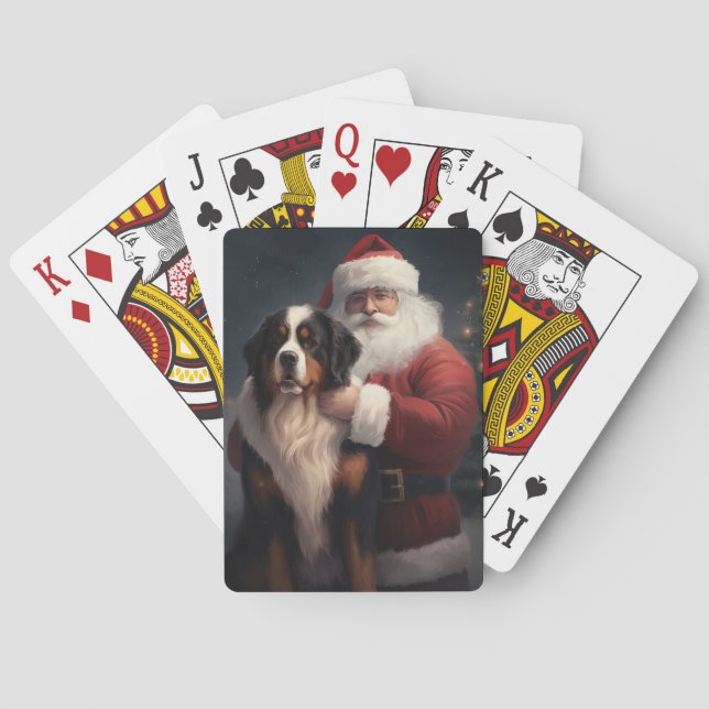 Bernese Mountain Dog Santa Claus Weihnachten Spielkarten (Rückseite)