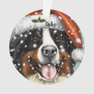 Bernese Mountain Dog, Santa Dog, Weihnachtsnamen Ornament