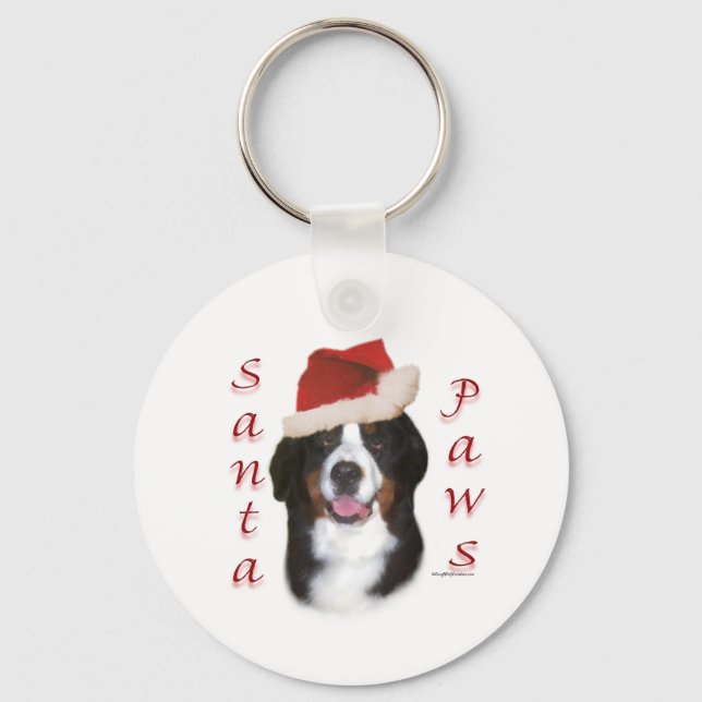 Bernese Mountain Dog Santa Paws Schlüsselanhänger (Vorderseite)