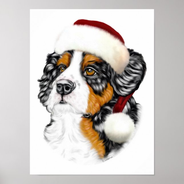 Bernese Mountain Dog Santa Pup Poster (Vorne)