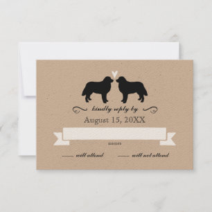 Bernese Mountain Dog Silhouetten Wedding RSVP Karte