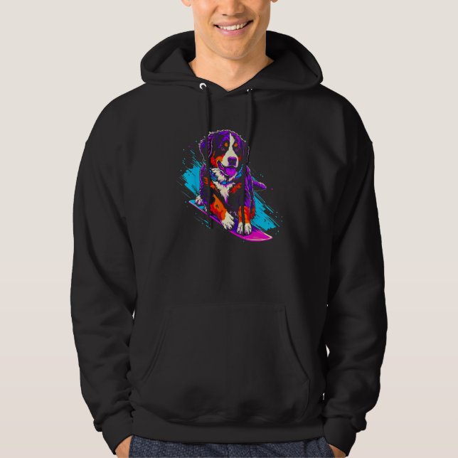 Bernese Mountain Dog Snowboarding Hoodie (Vorderseite)