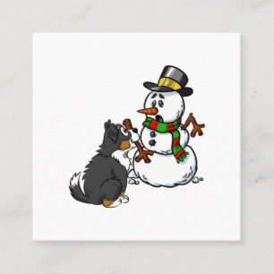 Bernese Mountain Dog Snowman Weihnachten Quadratische Visitenkarte