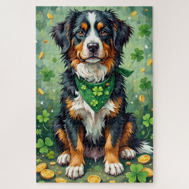 Bernese Mountain Dog St Patrick’s Day Lucky Dog Puzzle (Vertikal)